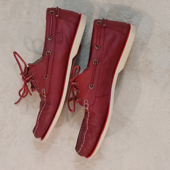 Polo Ralph Lauren Bienne II LU-BTS Mens Red Leather Boat Loafer Shoes Sizs 8.5 D - Picture 10 of 12